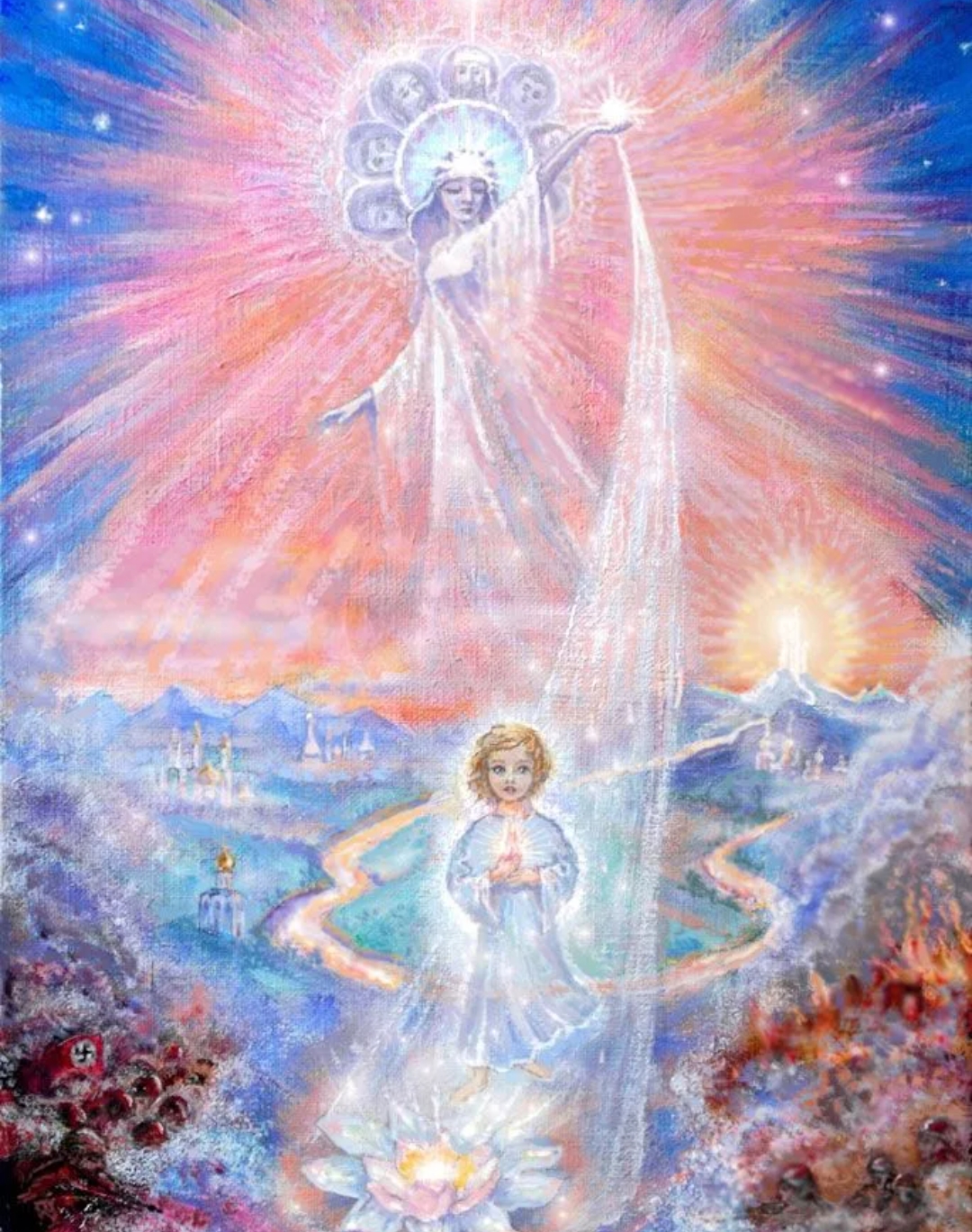 Ангел благословляющий. Картины Ларисы Милиной Агни йога. Живопись Ларисы Милиной.